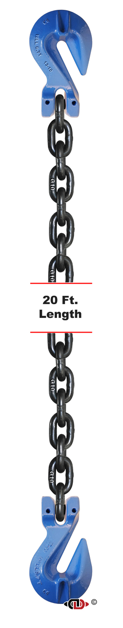 G100 – 1/2″ x 20′ Tow and Binder – Recovery – and Lashing Chain w/ Clevis Cradle Grab Hooks.